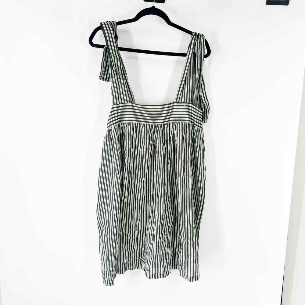 Darling Tie Sleep Dress Green White Stripe Tie Sleeves